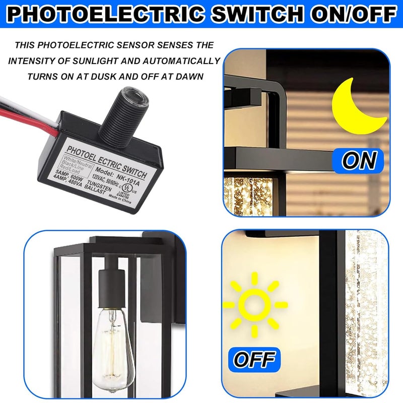 BTFO 105V-130V AC Photocell Light Control Sensor, Photocell Sensor with Nuts and Washer Dusk to Dawn Auto On/Off Photoelectric Switch for Outdoor Lighting - Image 4